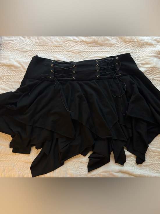 Urban Outfitters Dresses & Skirts - Black Lace-Up Ruffled Mini Skirt